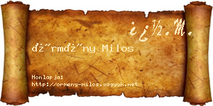 Örmény Milos névjegykártya